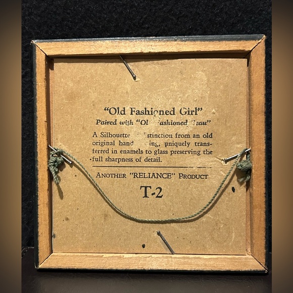 Vintage Reliance SILHOUETTE Old Fashioned Girl ReversePainted Glass Frame - Picture 2 of 5